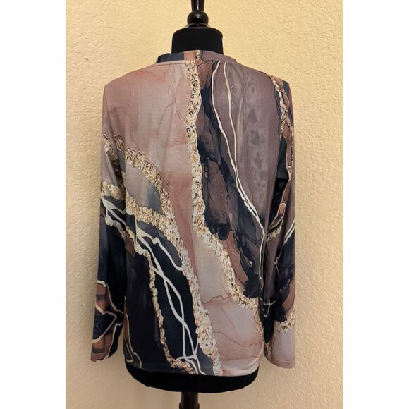 Exclusive Long Sleeve Marble Print Top - Sz M - Picture 4 of 9